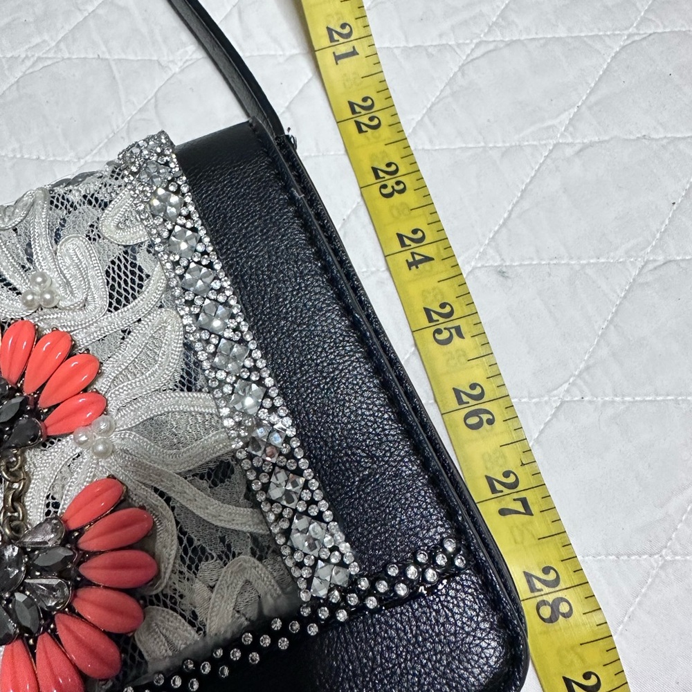 RUBYRUDI Handcrafted Lace Crossbody Bag with Vintage Floral Accent Art To Wear - Picture 11 of 15